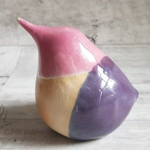Ptaszek ceramiczny – figurka ptak Pink Lawenda