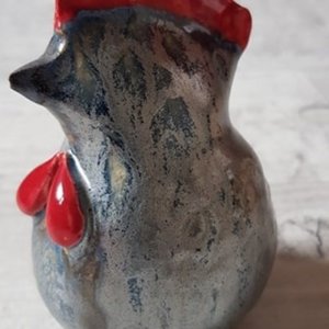 Ptaszek ceramiczny – figurka Srebrna kurka