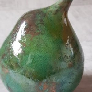Ptaszek ceramiczny – figurka Szmaragdowy Raku