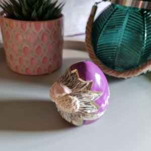 Ceramiczna pisanka z królikiem ” Pisanka- niespodzianka Fiolet”