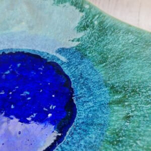 Kwadratowa patera ze szkłem ” Blue lagoon”