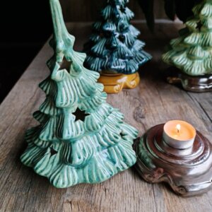 Lampion ceramiczny Choinka “Szmaragdowa zieleń”